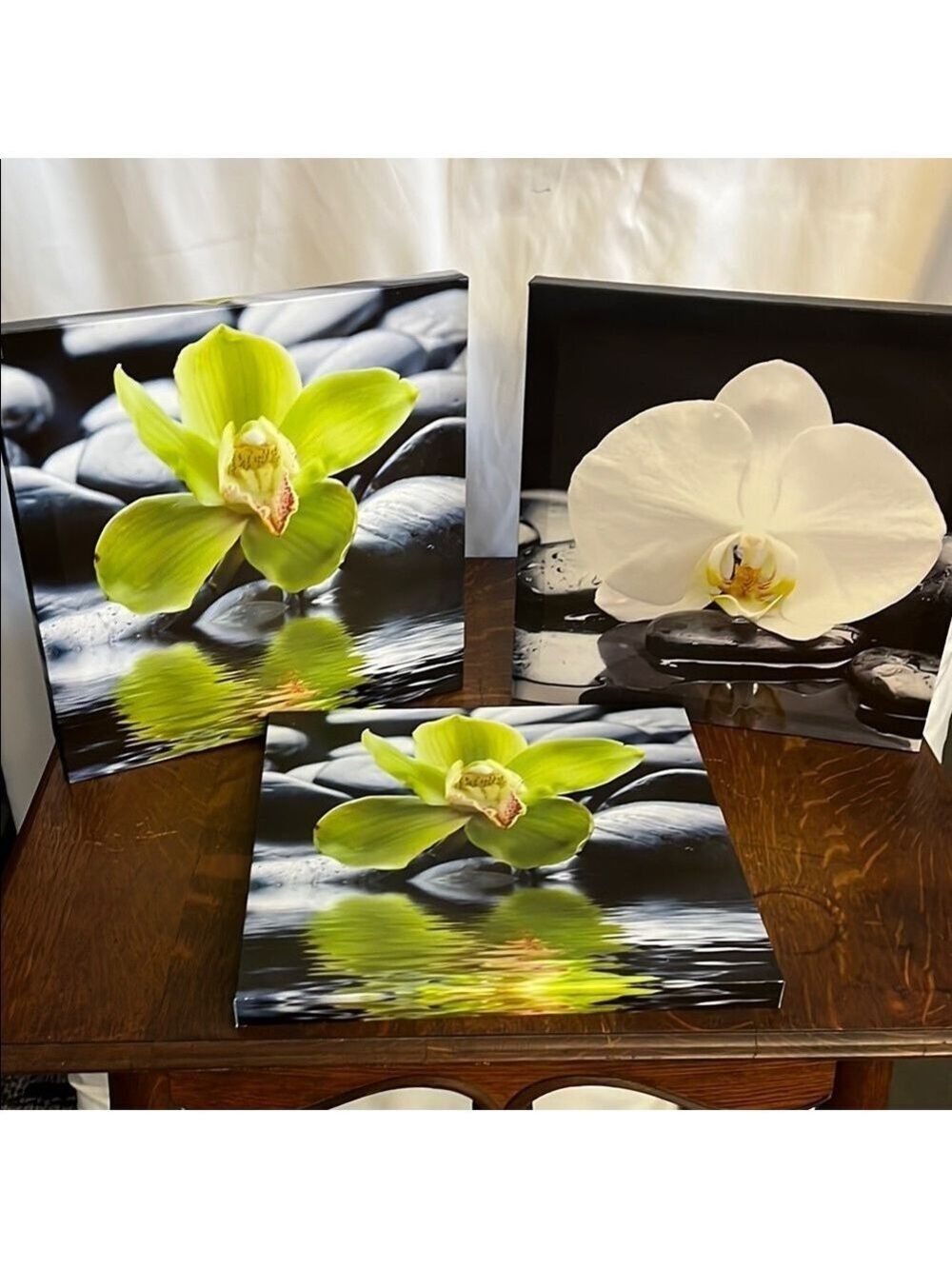 Orchid Canvas Wall Art Set - Green and White